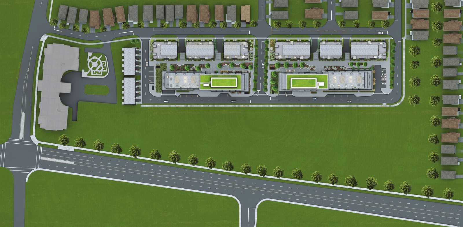 Thornhill Walk site plan showing Carousel Towns, the Freehold Collection, Merrydale Residences and future development