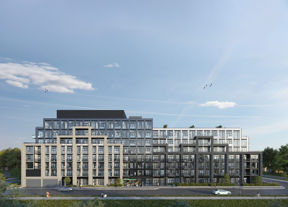 Street-level rendering of Merrydale Residences along Bathurst Street